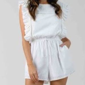 Lucca Kassia Ruffled White Romper Small